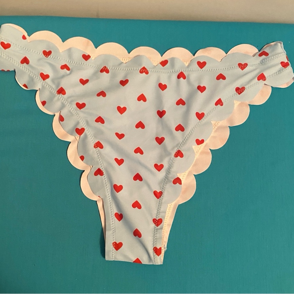 Bikini Bottoms - Blue with Red Hearts Sz L